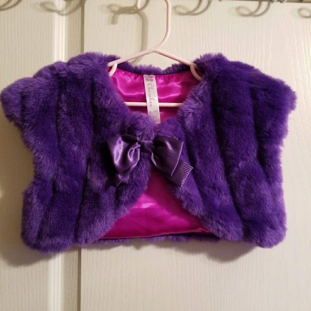 Purple crop fur vest